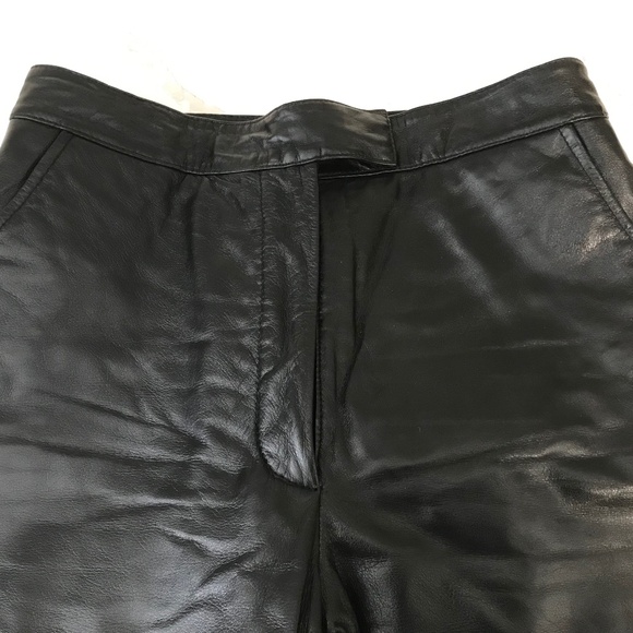 Vintage Danier Black Genuine Leather Pants Size 4 - Picture 2 of 10